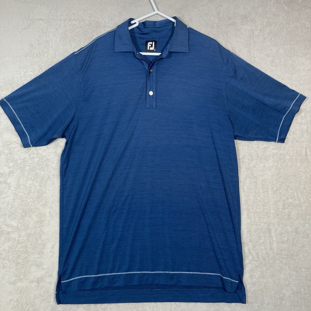 FootJoy Polo Shirt Mens Large Blue Short Sleeve Performance Stretch Golf Top